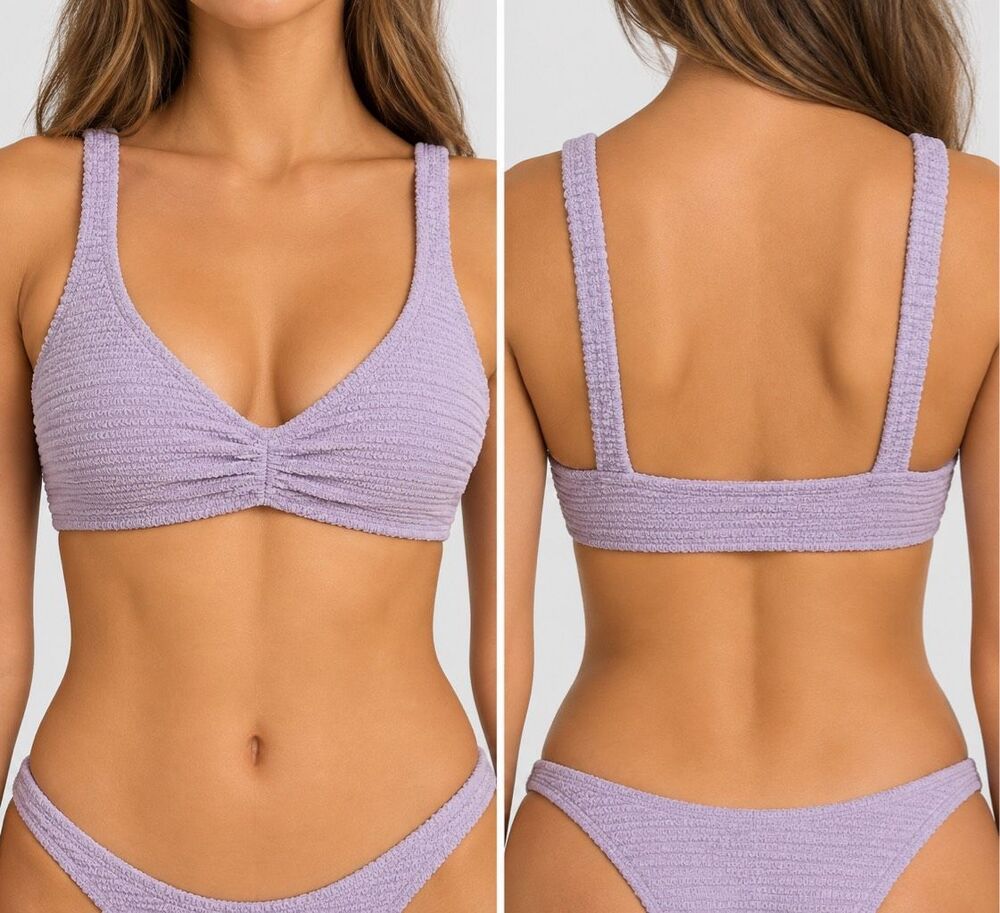 PacSun Swim LA Hearts Lavender Smocked Bikini Top Size Small Ruched